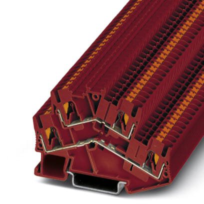 Phoenix Contact Multi-Level - Desk Design Terminal Block; PTTBS 2.5 RD ; 20A; 300V; 2-Level; #24 - #12; Push-In Connection; Red